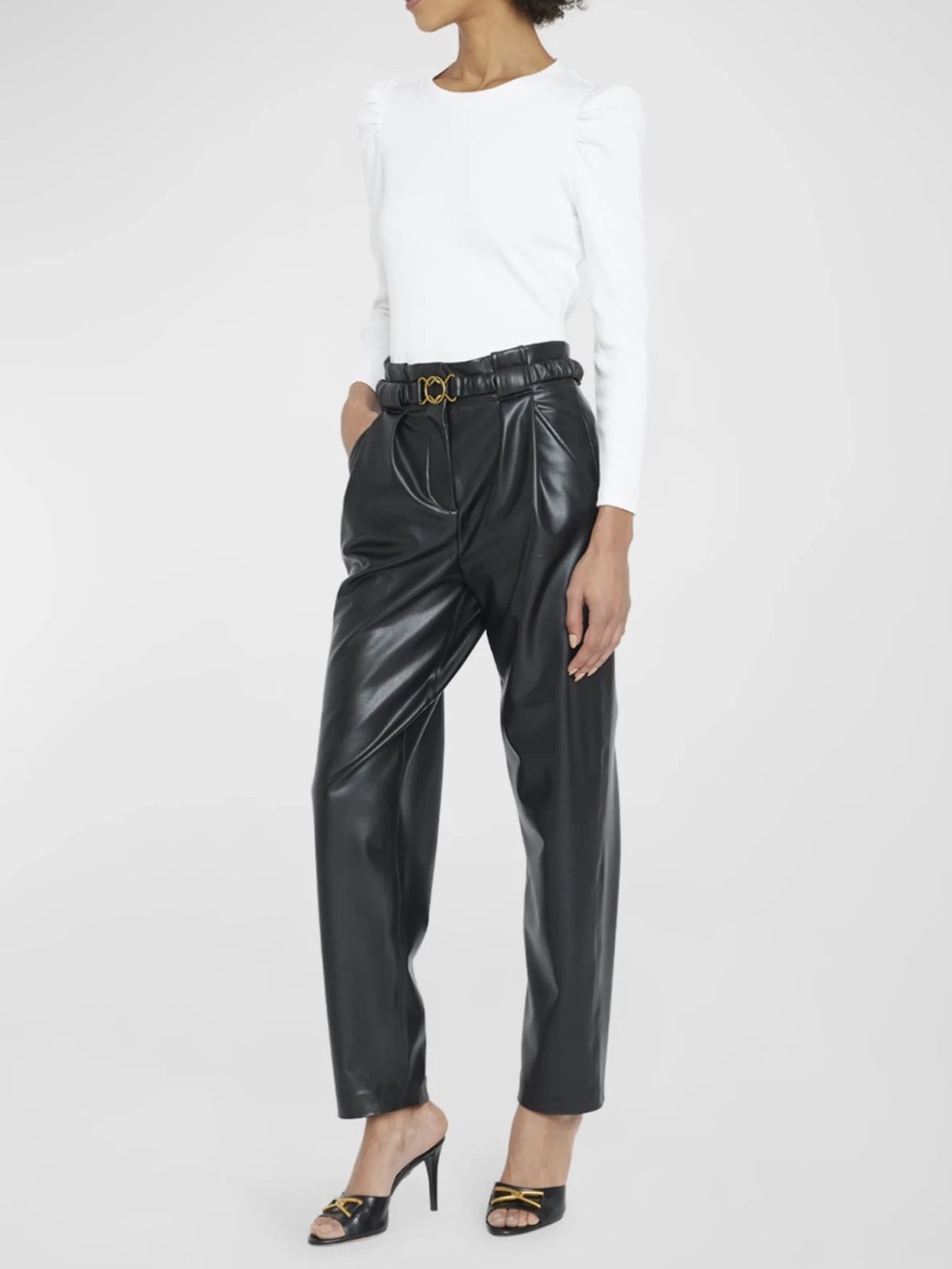 Veronica Beard Coolidge Faux Leather Pants Women’s 4 Pleated Classic Luxury